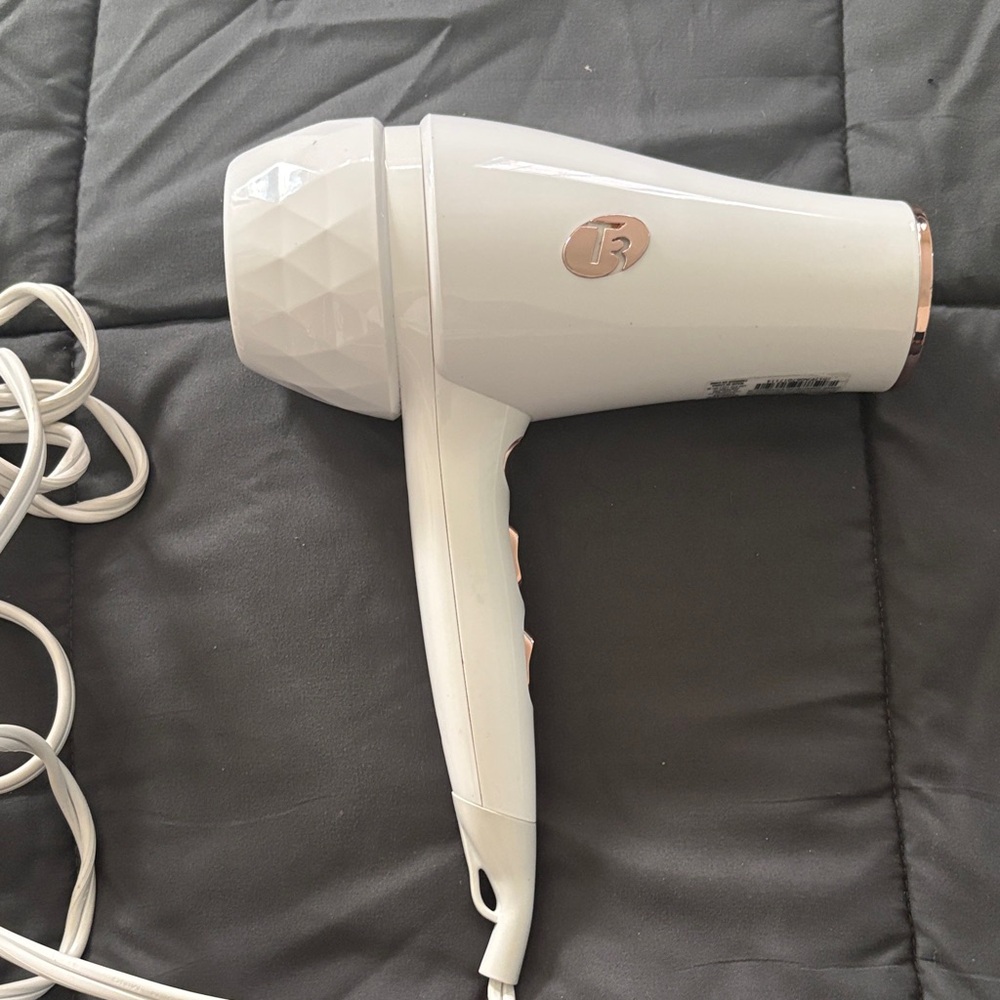 T3 Luxe White Hair Dryer with Rose Gold Accents